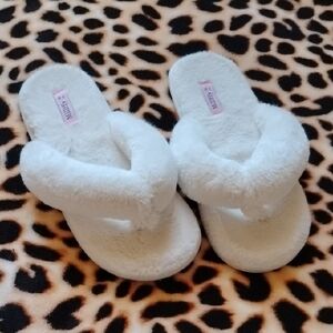 White Fuzzy Slippers for Women